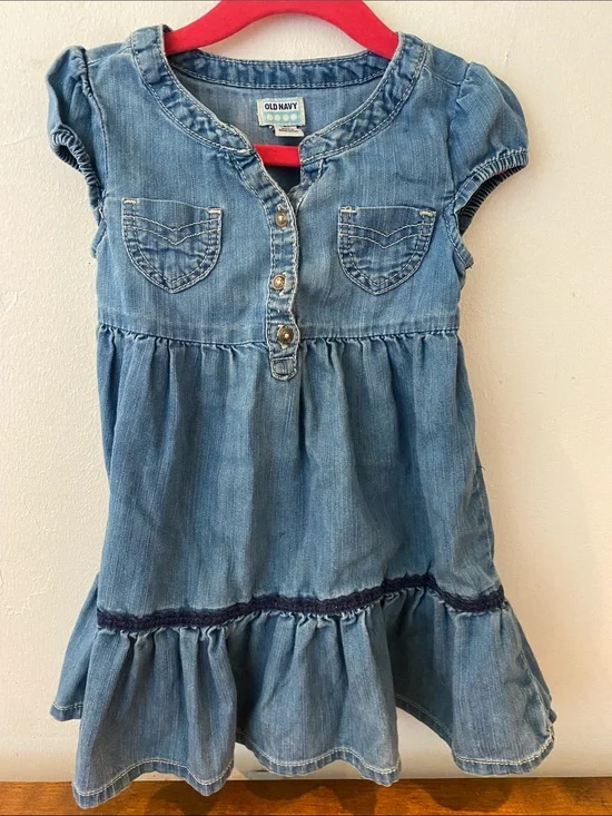 Old Navy Light Blue Denim Tiered Dress