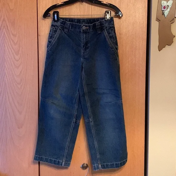 Old Navy cotton blend denim thick carpenter jeans boy’s size 8 adjustable waist