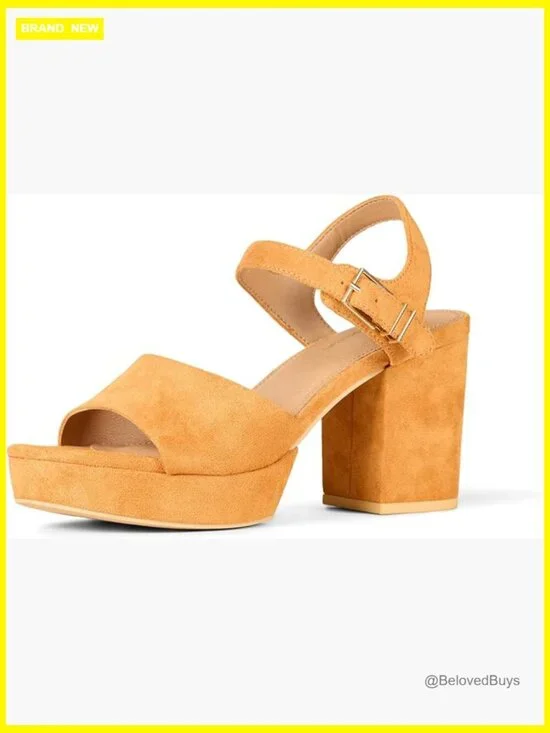 Women's Platform Block Heel Sandal with Ankle Strap