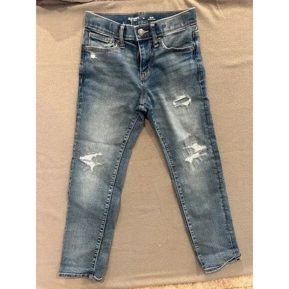Old Navy Boys Size 10 Slim 360° Stretch Distressed Skinny Jeans Medium Wash