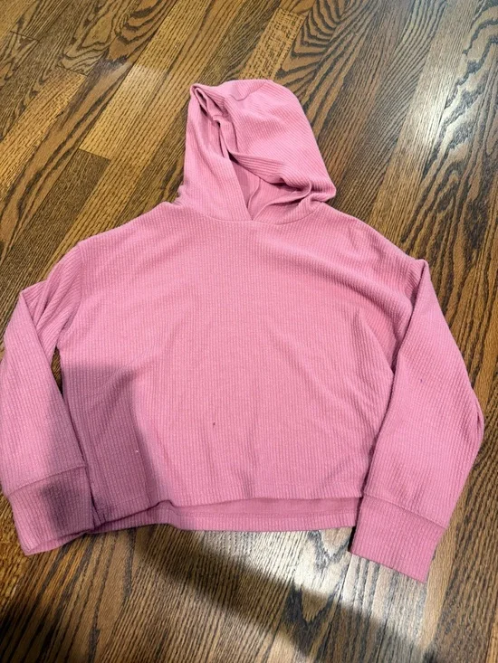 Old Navy Dusty Rose Hooded Waffle-Knit Pullover