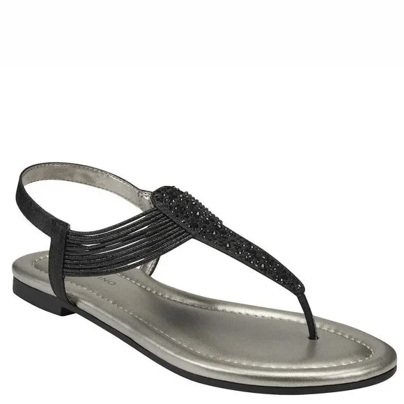 Bandolino Women's Kayte2 Flat Sandal, Black, 8.5