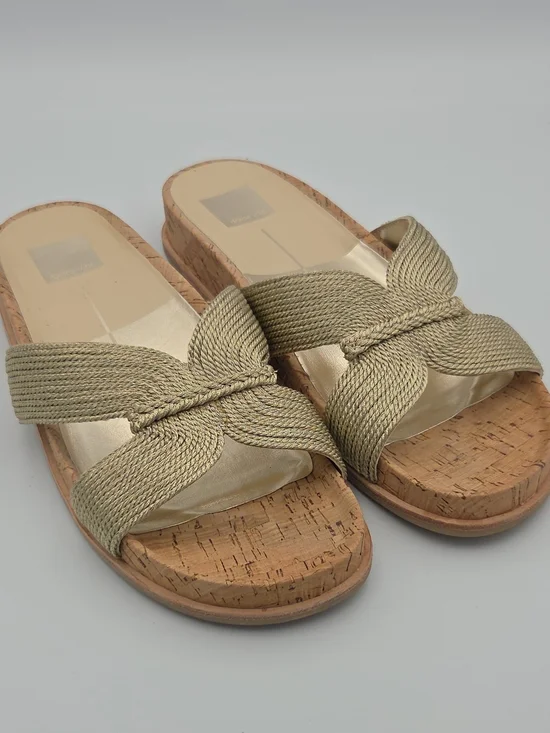 Dolce Vita Gold Woven Knot Cork Slide Sandals