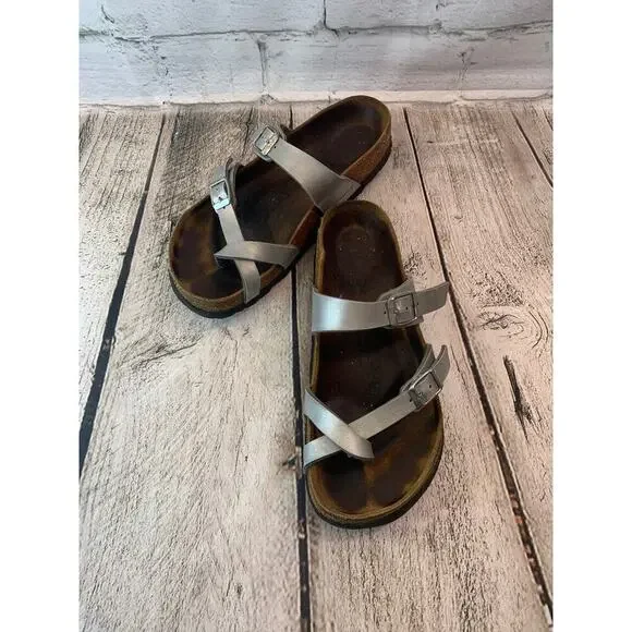 BIRKENSTOCK Women’s Mayari Silver Sandals / Size: 5-5.5 / EUR 36