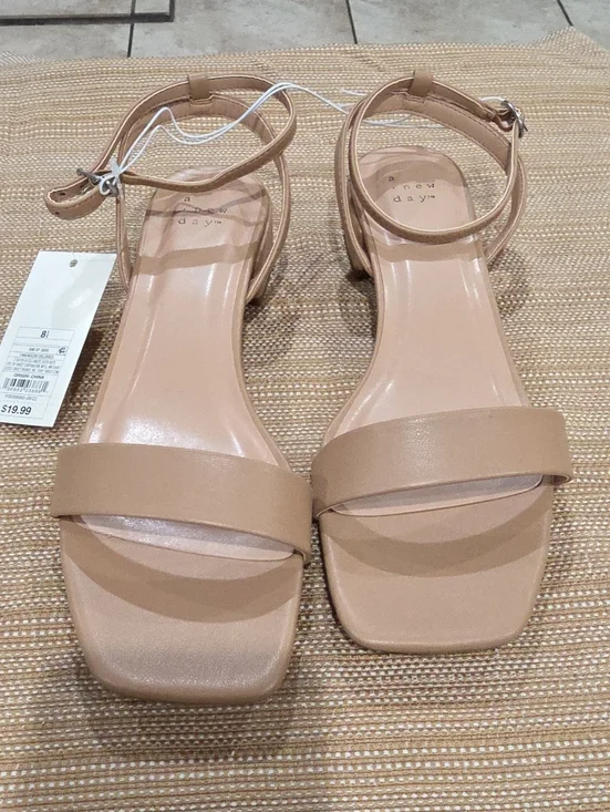 a new day Nude Ankle-Strap Square-Toe Sandals