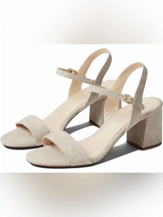 Cole Haan Women's Size 9 Light Mortar Josie Block Heel Suede Sandals