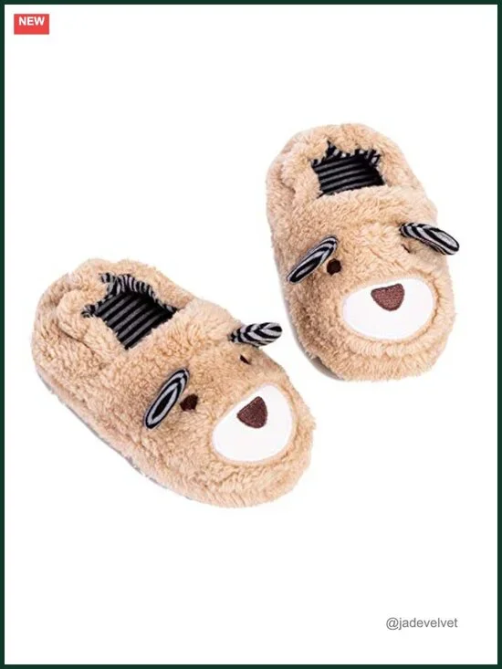 Toddler Boys Cartoon Animal Plush Lining Warm Home Slippers