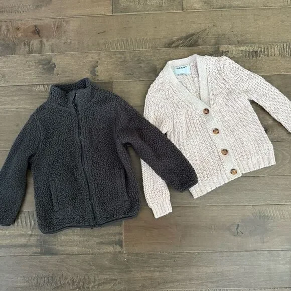 Old Navy Fleece Jacket and Cardigan Sweater Bundle Lot 4T Toddler Girls Kids