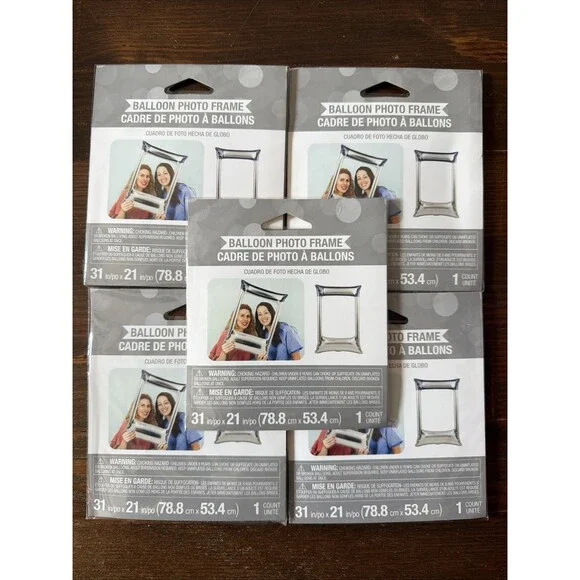 5 Silver Balloon Photo Frame Selfie Prop Photobooth Party Event Wedding Birthday