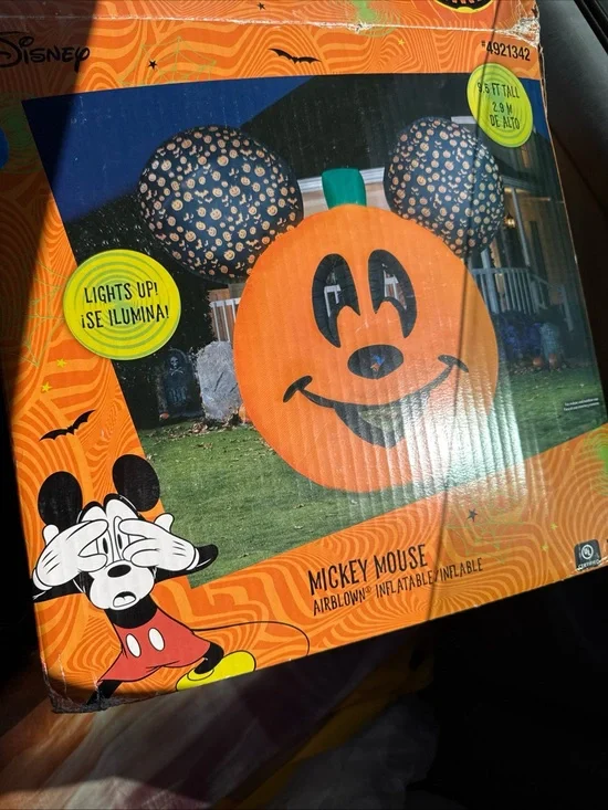 9.5ft Mickey Mouse Giant Inflatable Light Up Jack O Lantern/Pumpkin Halloween