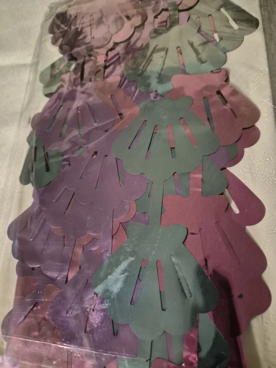 Mermaid Iridescent Shell Shape  Confetti Garland - Purple & Teal
