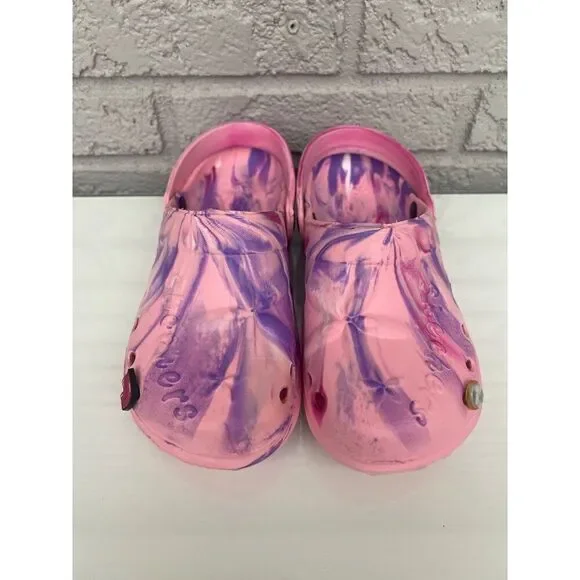 Skechers Girls Pink Tie Dye Rubber Sandals Size 5