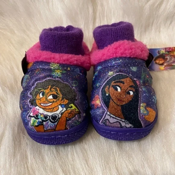 Disney‎ Encanto Slippers Toddler Girls Size 5-6 Purple Slip On Shoes