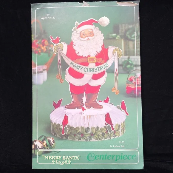 Hallmark‎ Merry Santa Christmas Centerpiece in Red and White 14