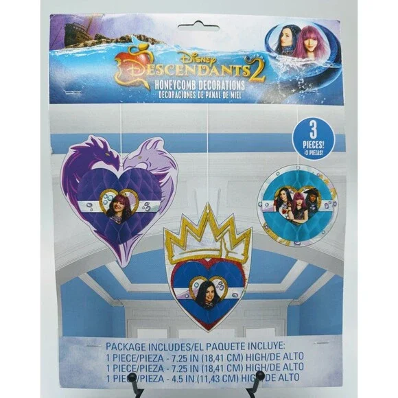 Disney Descendants 2 Party Decorations Ceiling Honeycombs NEW Mal Evie Uma