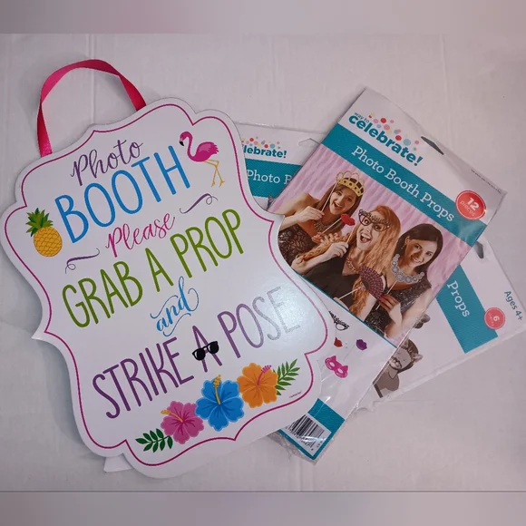 Party Photo Booth Props Crowns Hats Glasses Ears Lips Noses Kitty Sticks