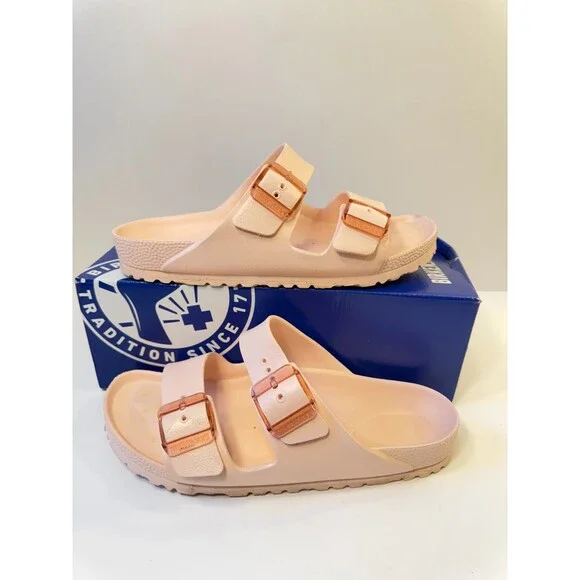 Birkenstock Women's Arizona Stealth Buckle EVA Sandals, Light Rose, Red, 9-9.5 N