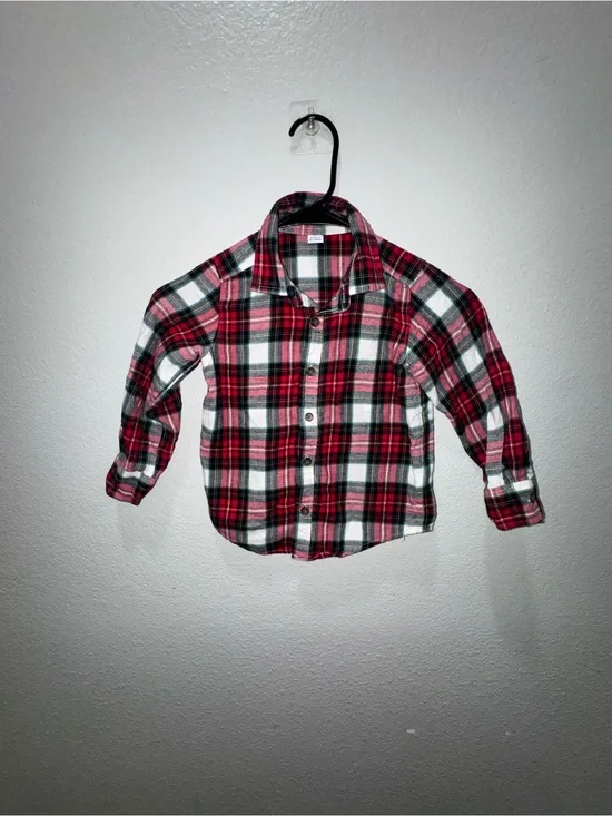 Old Navy Red and White Plaid Button-Down Shirt for Kids