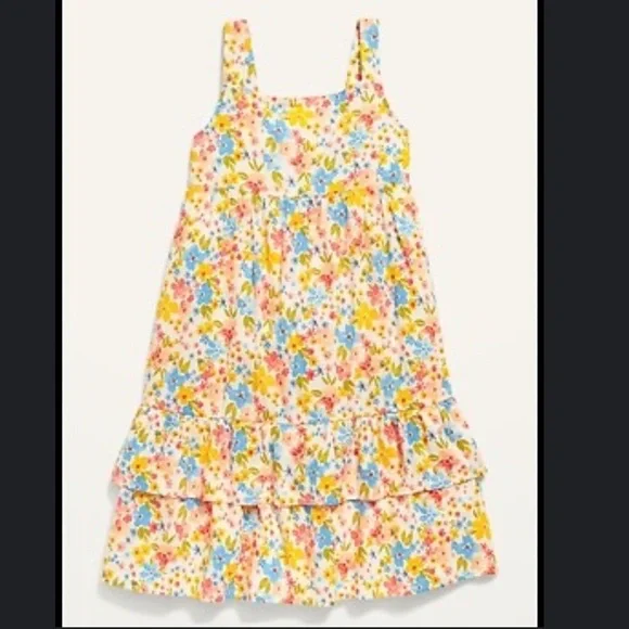 Old Navy Youth Girls Floral Printed Sleeveless Tiered All Day Dress Size Medium