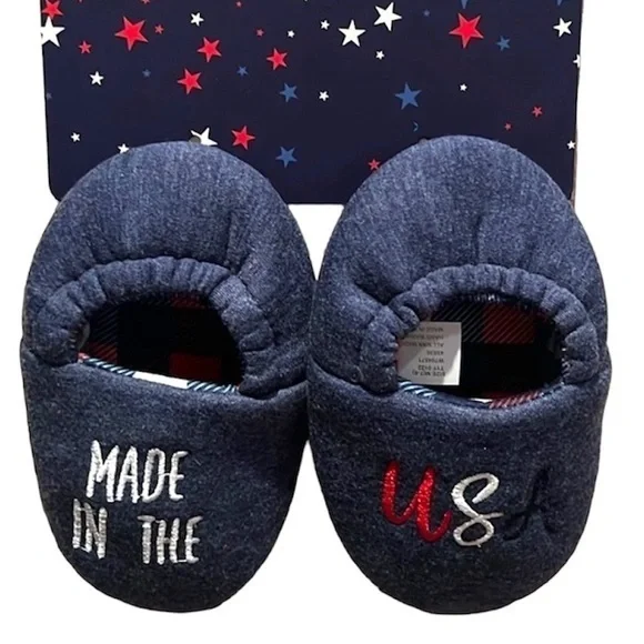 New Made in the USA Toddler Slippers Patriotic Size Large 9-10 NWT