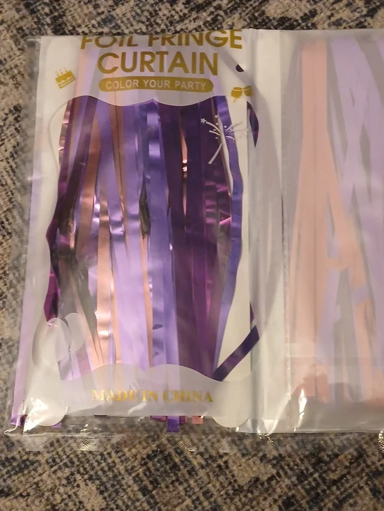 Foil Fringe Curtain - Purple and Pink 3x8. 2 Pack