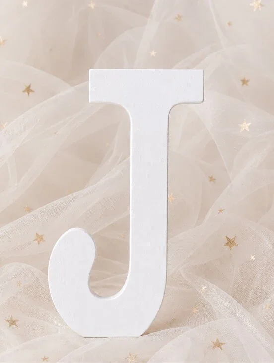 ✨🤍 Set of 5 New White Wooden Letter J Decorations – 4.5 in 🤍✨