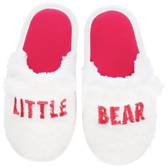 Family Pajamas Big Kid Unisex Little Bear Slippers White Red Small 4-5 New