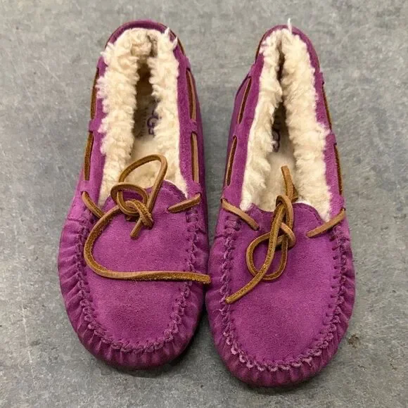 UGG Purple Suede Moccasins with Plush Lining