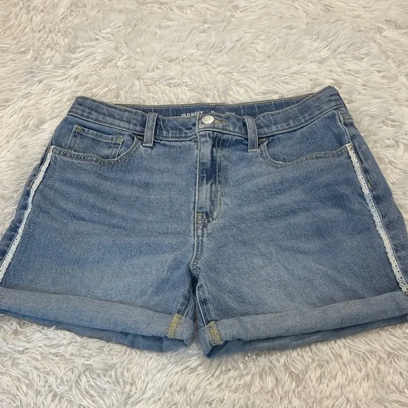 Old Navy HIGH RISE GIRLS SIZE 16 PLUS  Light Blue Jean Shorts with lace on sides