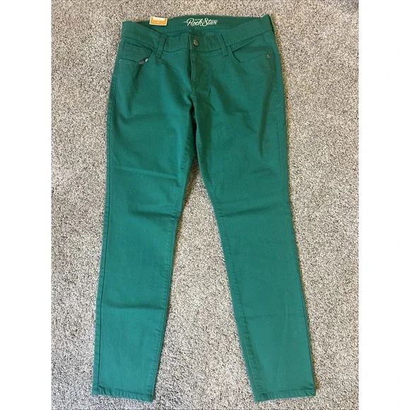 Old Navy Rockstar 12 Youth Super Skinny Lower Rise Stretch Green Jeans‎ Girls