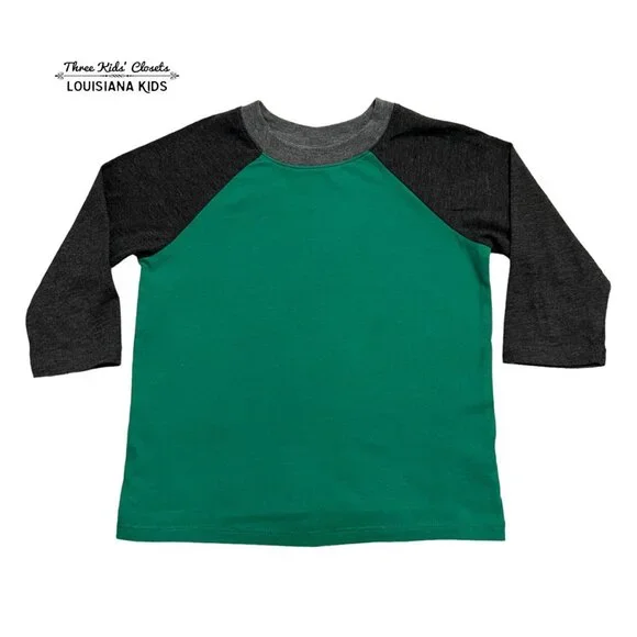 Old Navy 4T Green & Grey Raglan Tee Shirt