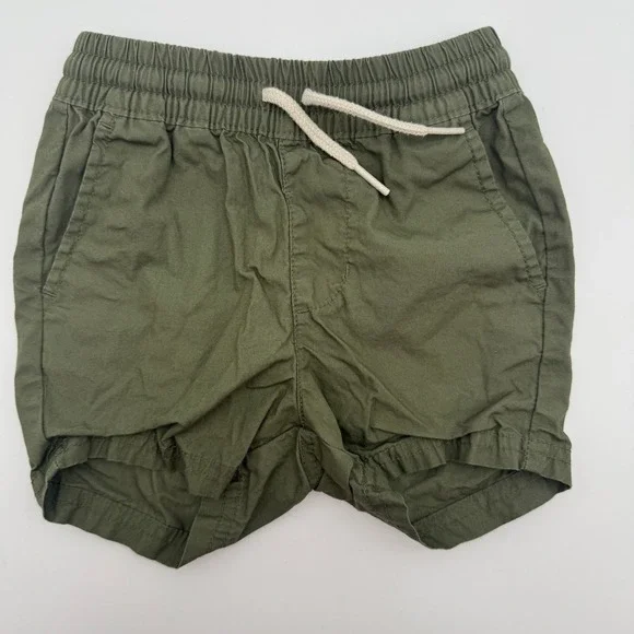Old Navy Baby Boys Olive Green Pull‎ On Shorts 12-18M Drawstring Cotton