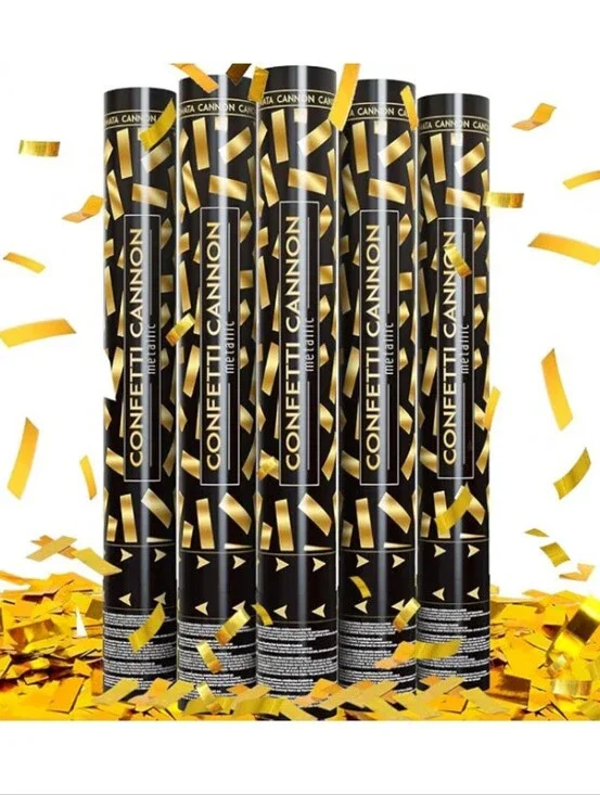 🎉✨ Gold Metallic Confetti Cannons Party Poppers – 15 Inch, Pack of 5, New ✨🎉