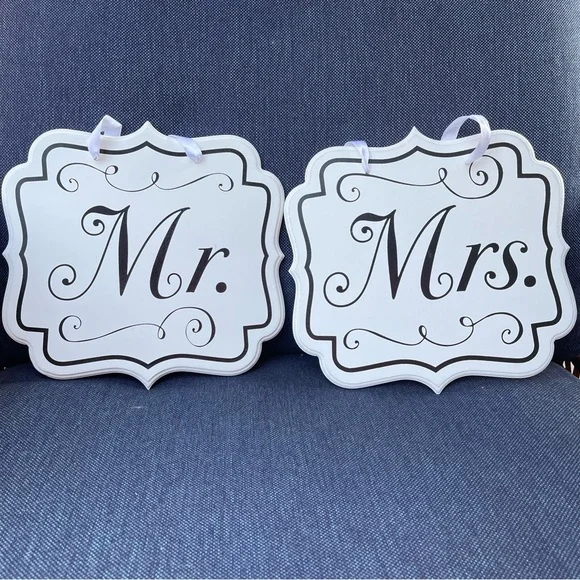 Mr. & Mrs. Wedding Decor Hanging Signs