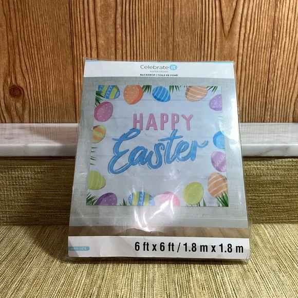 Celebrate It Easter Backdrop with Colorful Eggs 6ft x6ft