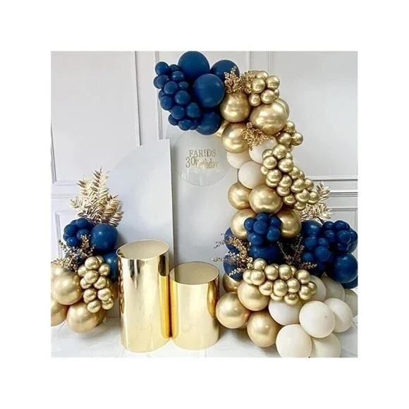122 Piece Balloon Set Navy, Vintage Sand, Gold Arch Kit Decor Birthday Party NEW