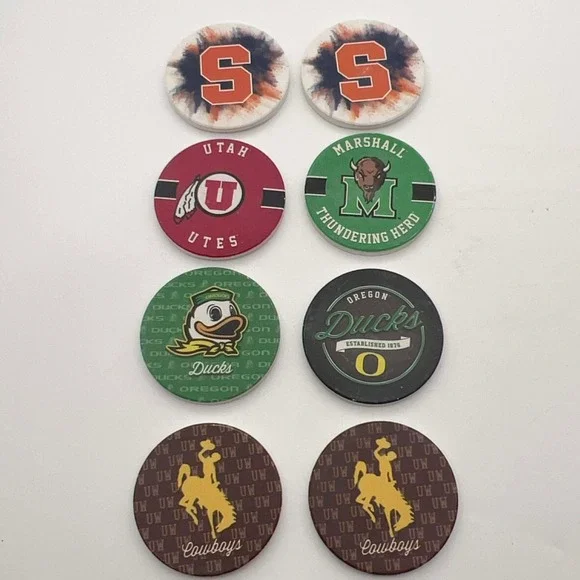 NCAA College Team‎ Car Coasters Lot 8pc Ceramic Absorbent Oregon Syracuse Utah