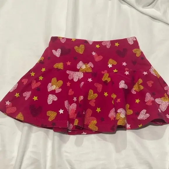 Lands End skort S 4 hot pink drop waist pull on style hearts biker shorts nwot