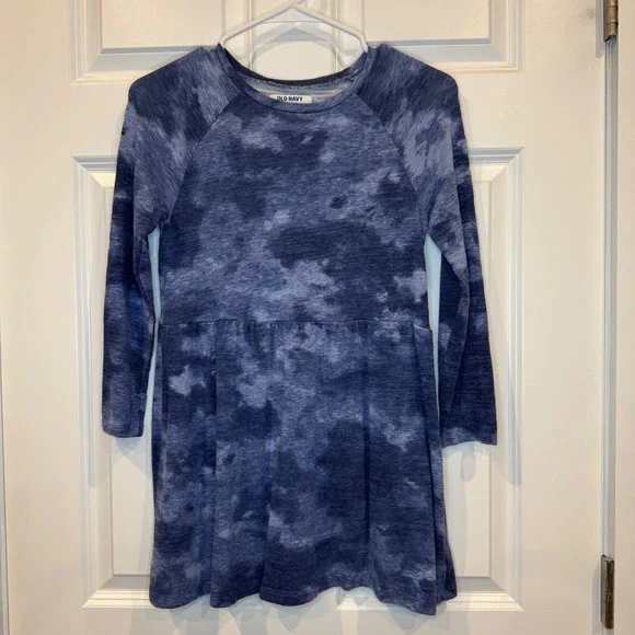 Old Navy Kids Tie Dye Long Sleeve Dress Blue‎ Size 8 (M)