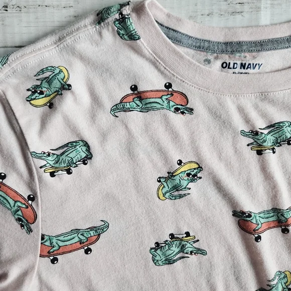Old Navy Skate‎ Boarding Alligator Pink Tee Size Youth XL