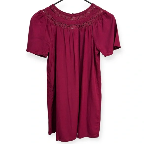 Old Navy Burgundy Babydoll Dress with‎ Puff Sleeves
