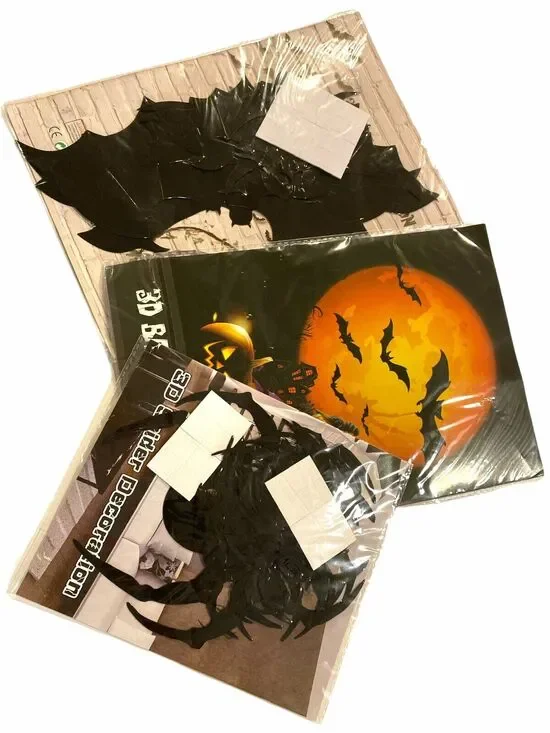 Halloween 3D Bats and Spider Decorations 4 Packs Multiple Sizes PVC Scary Bat