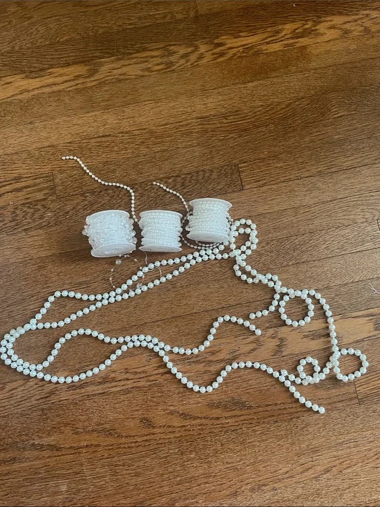 White Pearl Bead Garlands on Spools
