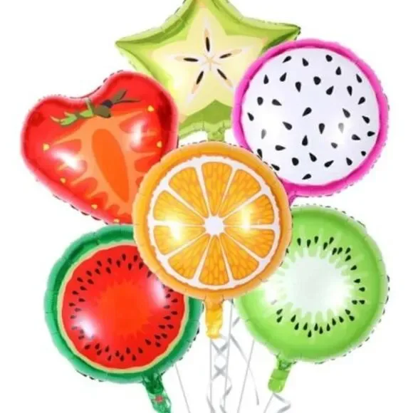 6 PIECE FRUIT SHAPED BALLOON SET