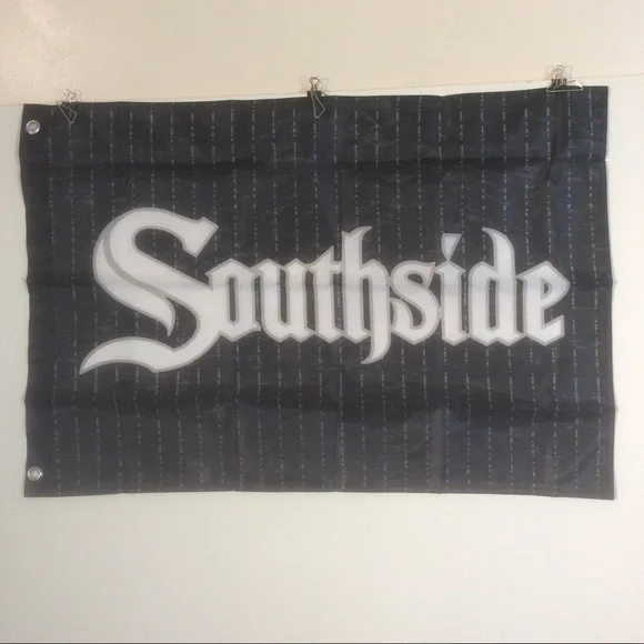 Southside Black Pinstripe Banner Chicago White Sox MLB Baseball Sports Team Flag