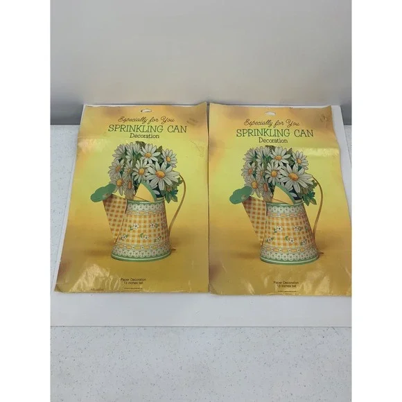 Vintage 1981 American Greetings 2 Daisy Watering Can Centerpieces Bridal Shower