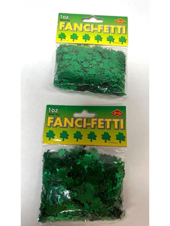 2 Pkg Fanci-Fetti Shamrock Confetti 1 Oz Green Metallic Party Decoration