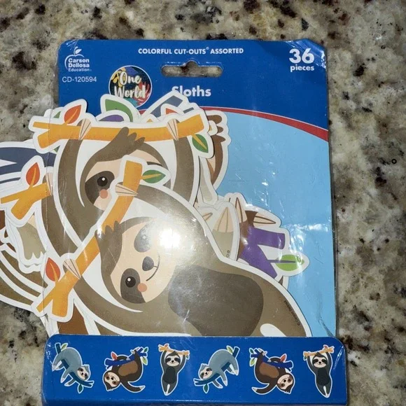 36 Pieces Cut-Outs Paper. Sloths.  Super Cute. Bulletin Board 4437‎