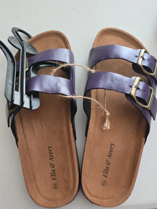 Purple Double-Buckle Slide Sandal