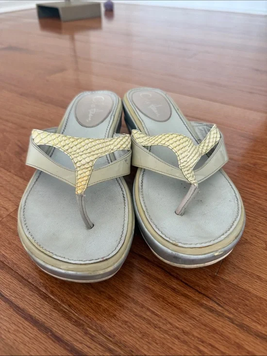 Cole Haan Light Gray and White  Thong Sandals